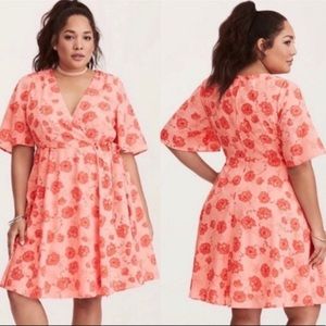 Torrid red floral wrap dress NWT